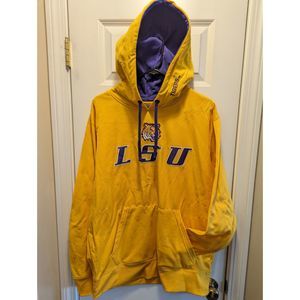 LSU Tigers Vintage Logo Hoodie Mens XL Yellow Purple Hooded Sweatshirt